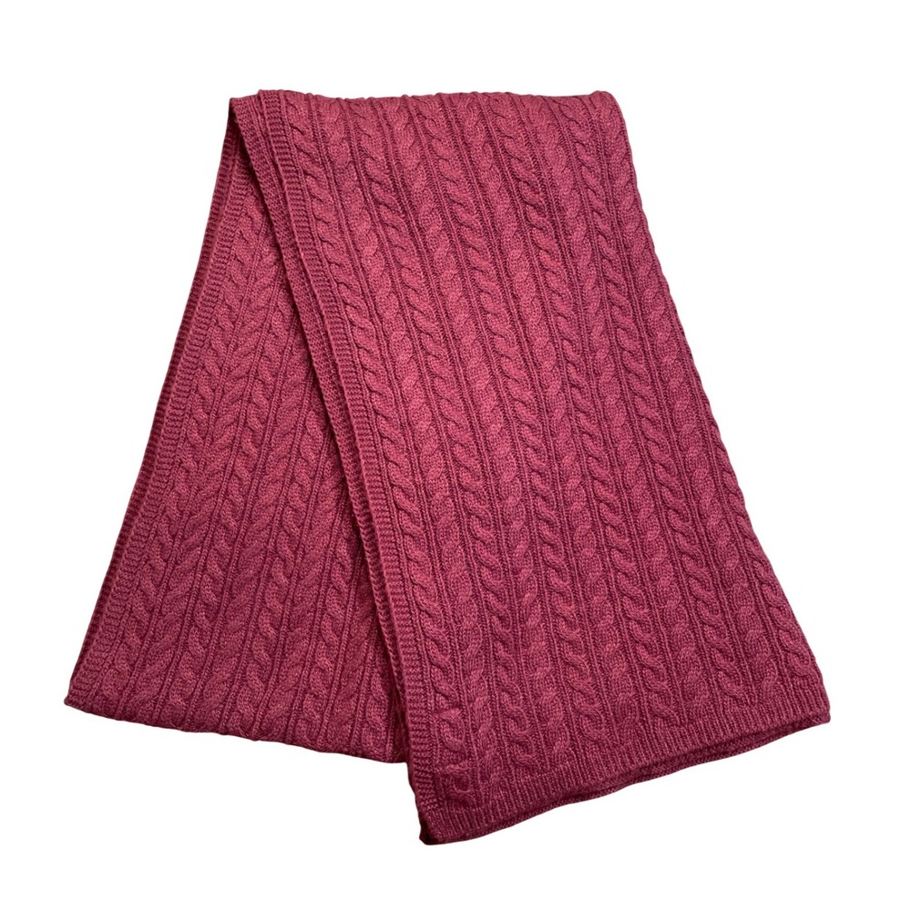Cozy Chunky Cable Knit Scarf Sigrid Olsen Burgundy Warm Winter Fashion Accessory